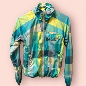 The North Face colorful plaid checker wind breaker jacket women’s XS